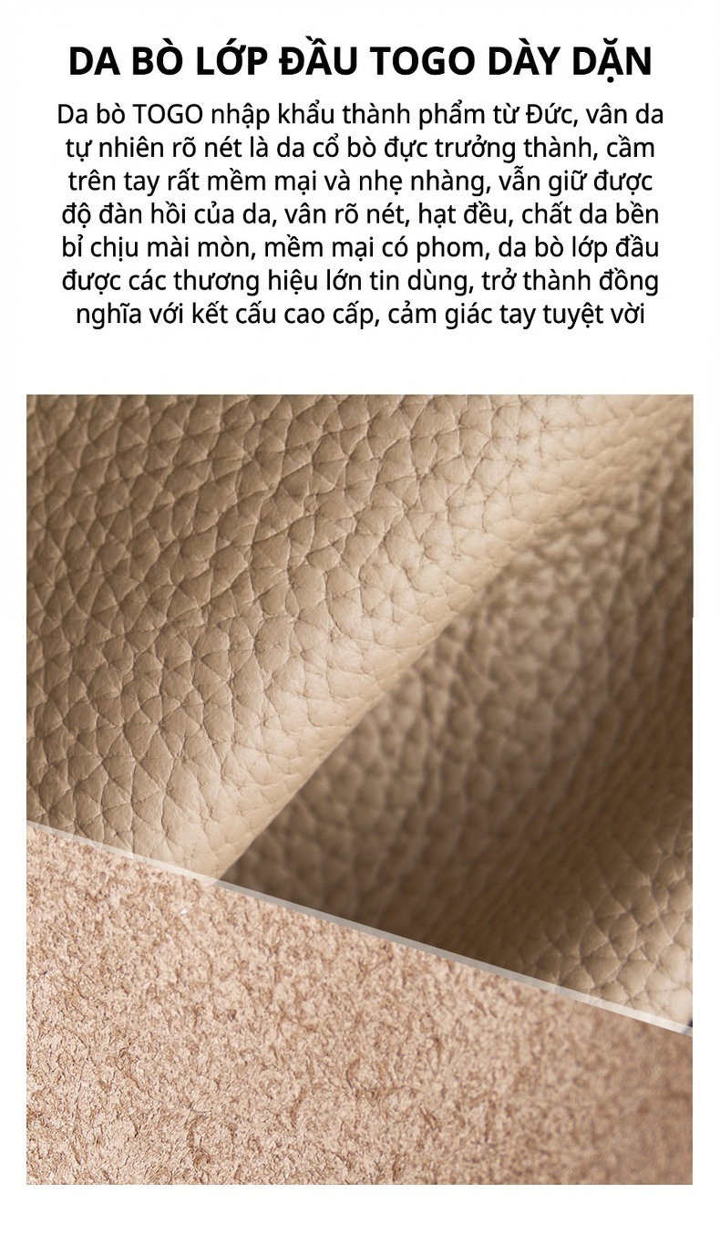 Túi Tote Da Bò Sức Chứa Lớn Đeo Vai, Xách Tay, Đeo Chéo Màu Đen, Xám chi tiết 5
