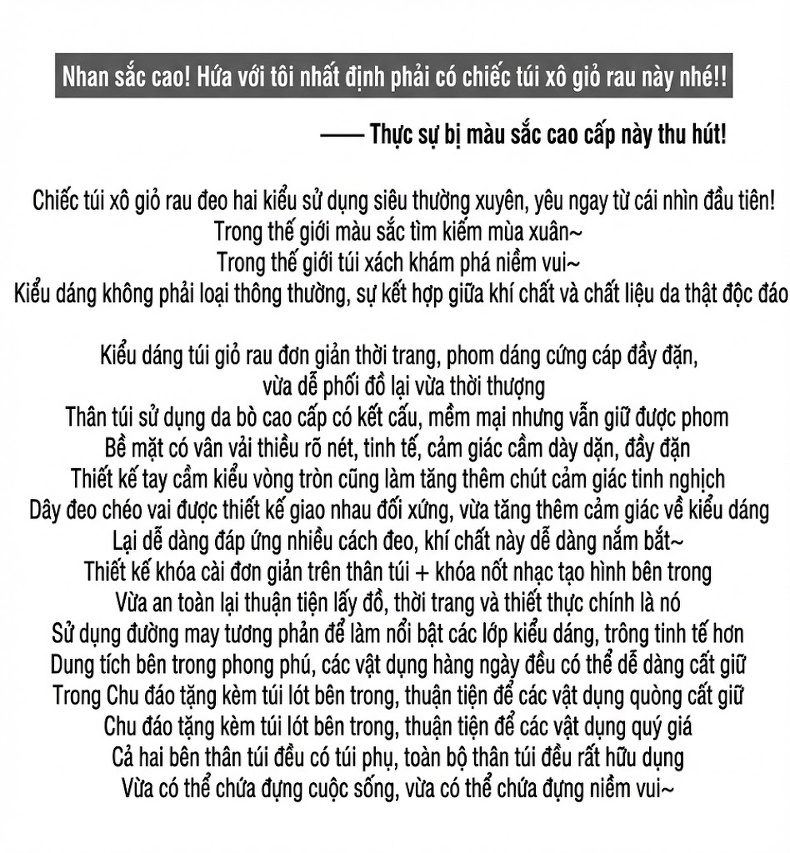 Túi Tote Da Bò Sức Chứa Lớn Đeo Vai, Xách Tay, Đeo Chéo Màu Đen, Xám chi tiết 2