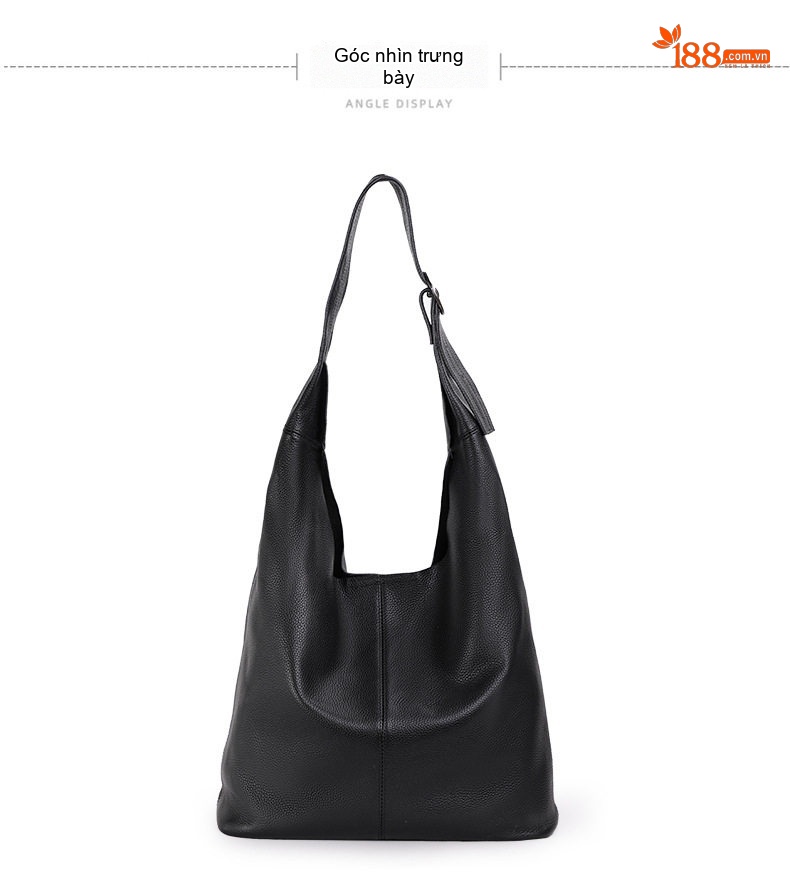 Túi Tote Da Bò Sức Chứa Lớn Phong Cách Công Sở Màu Đen chi tiết 12