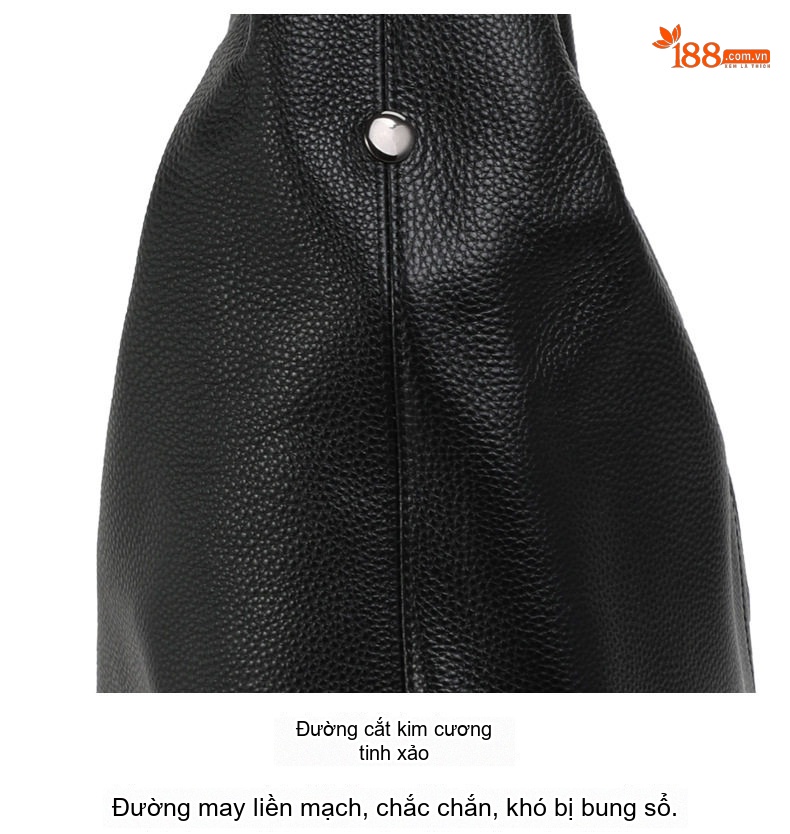 Túi Tote Da Bò Sức Chứa Lớn Phong Cách Công Sở Màu Đen chi tiết 19