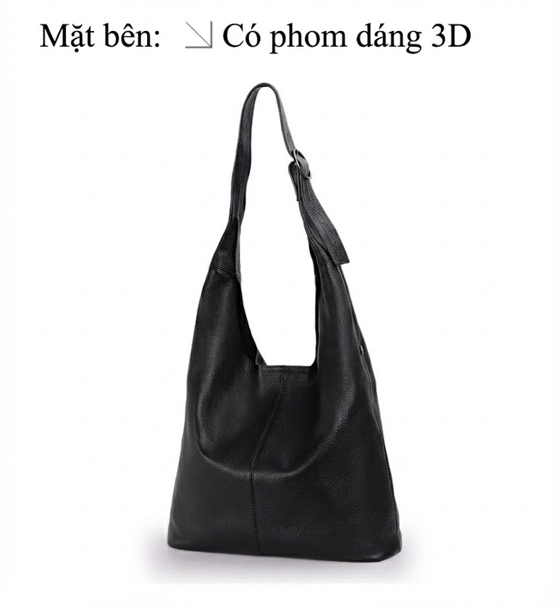 Túi Tote Da Bò Sức Chứa Lớn Phong Cách Công Sở Màu Đen chi tiết 13