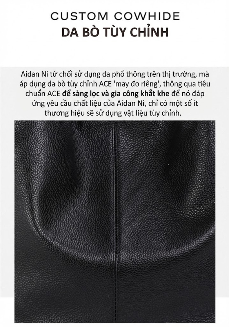 Túi Tote Da Bò Sức Chứa Lớn Phong Cách Công Sở Màu Đen chi tiết 9