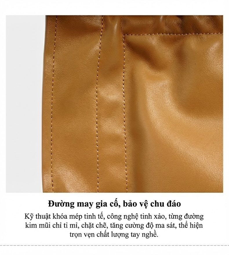 Túi Tote Da Bò Sức Chứa Lớn Phong Cách Tối Giản Đeo Vai Đi Làm Màu Nâu chi tiết 8
