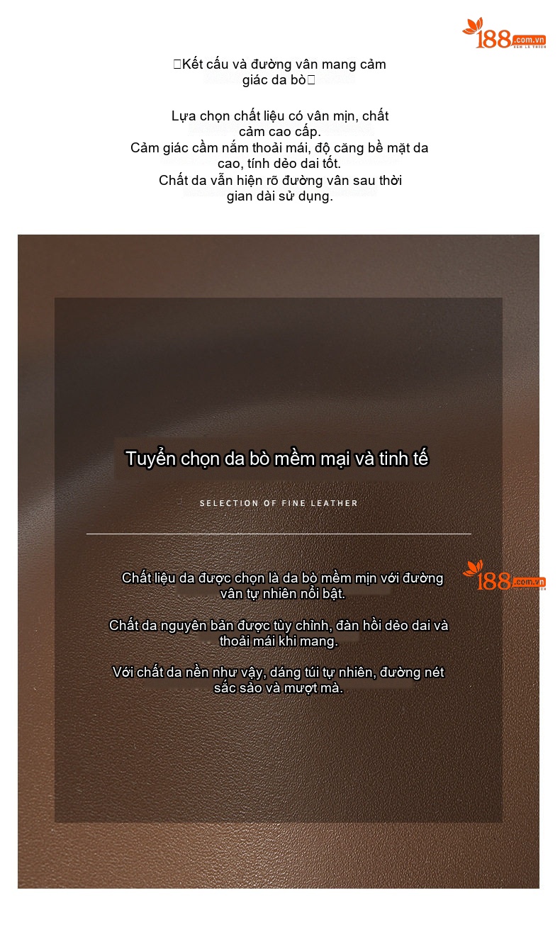 Túi Tote Da Bò Sức Chứa Lớn Thiết Kế Tối Giản Đeo Vai Màu Nâu, Be, Đen chi tiết 9