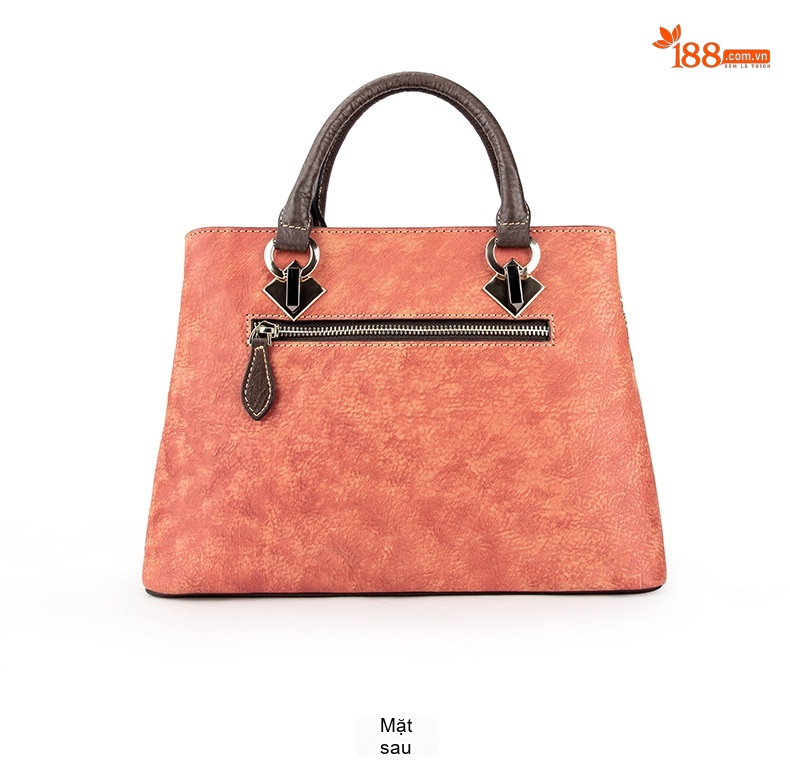 Túi Tote Da Bò Thật Khắc Hoa Hồng Vintage Đeo Vai, Đeo Chéo Màu Nâu, Cam chi tiết 13