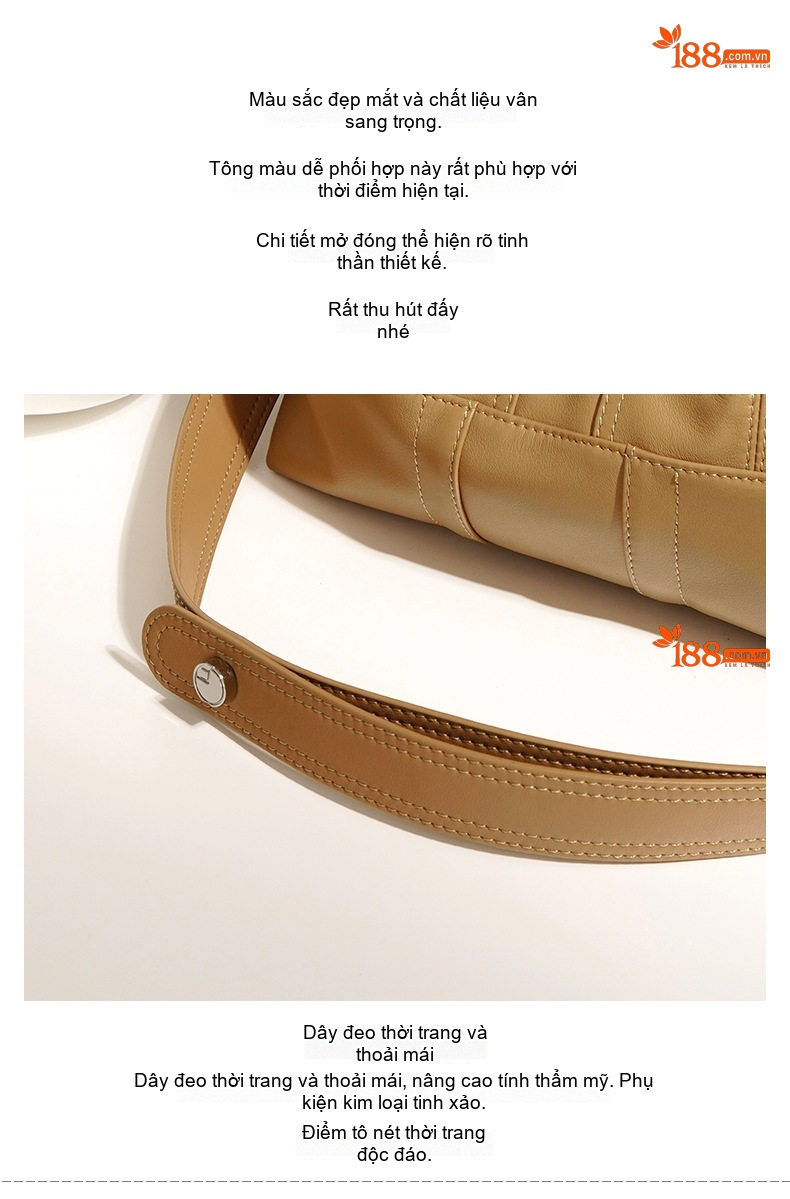 Túi Tote Da Bò Thiết Kế Độc Đáo Đeo Vai/Đeo Chéo Sức Chứa Lớn Màu Nâu chi tiết 8
