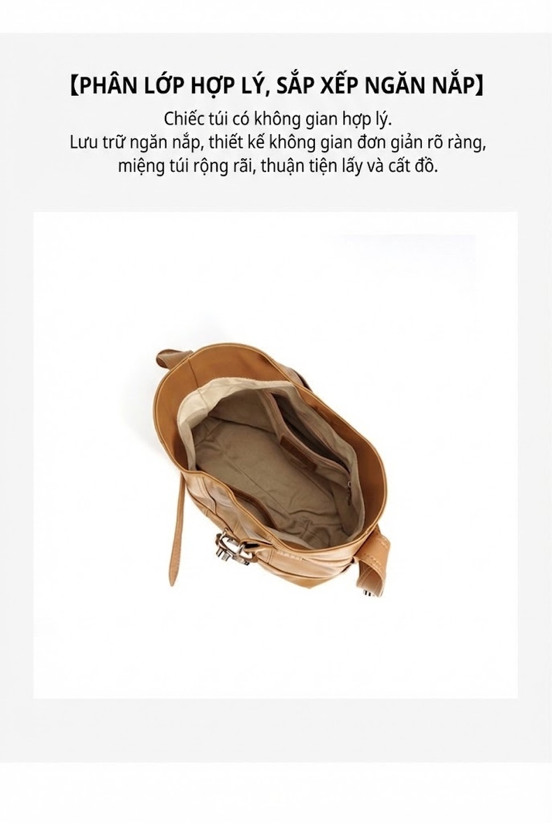 Túi Tote Da Bò Thiết Kế Độc Đáo Sức Chứa Lớn Đeo Vai/Đeo Chéo Phong Cách Vintage Màu Nâu chi tiết 5