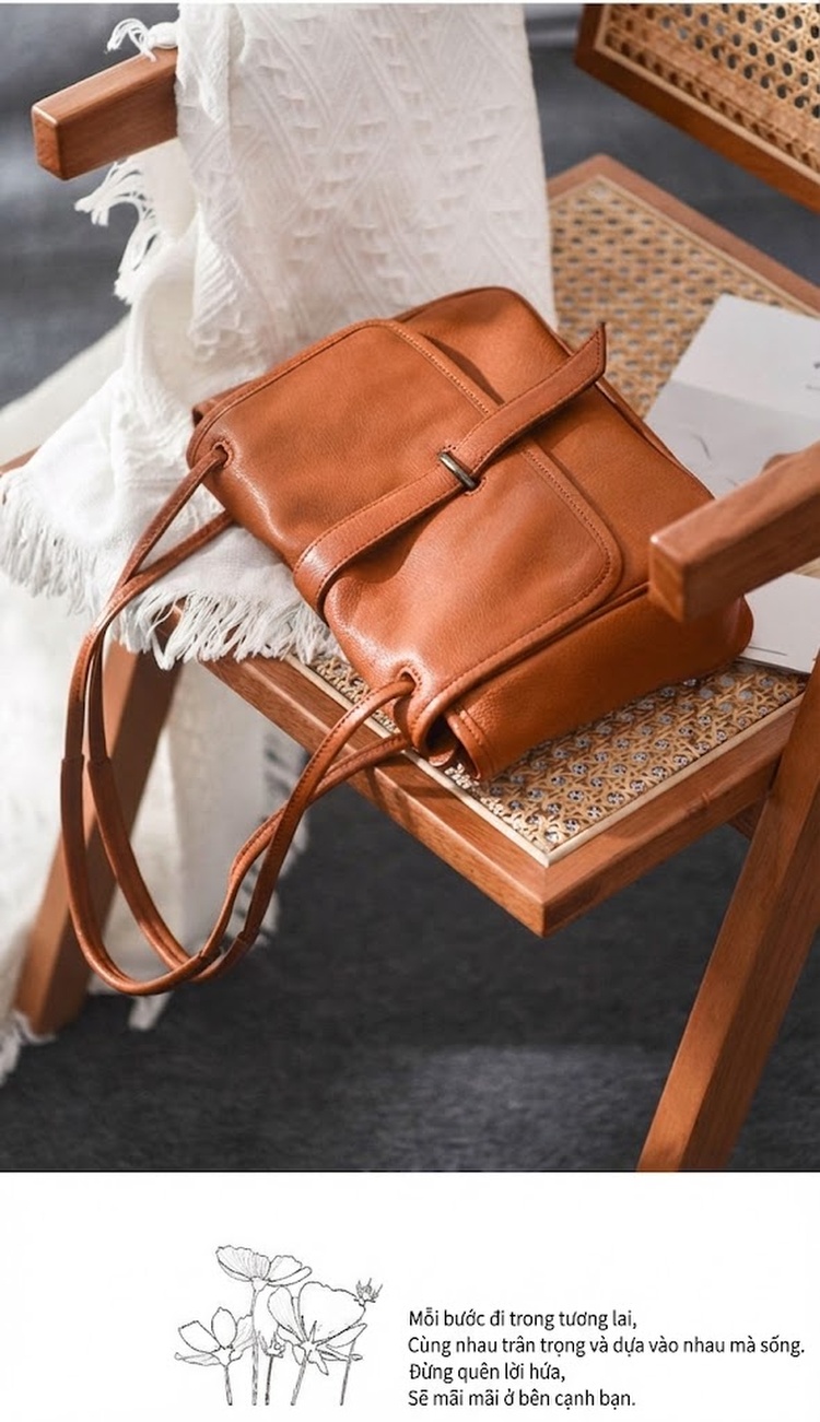 Túi Tote Da Bóng Đựng Tài Liệu Khổ Lớn Đeo Vai, Đeo Chéo Màu Đen, Nâu chi tiết 6