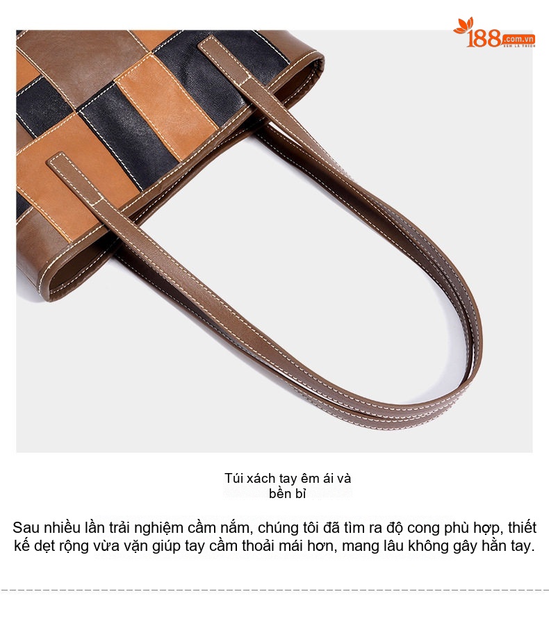Túi Tote Da Cừu Thiết Kế Độc Đáo Đựng Vừa A4 Phong Cách Công Sở Màu Nâu, Đen chi tiết 10