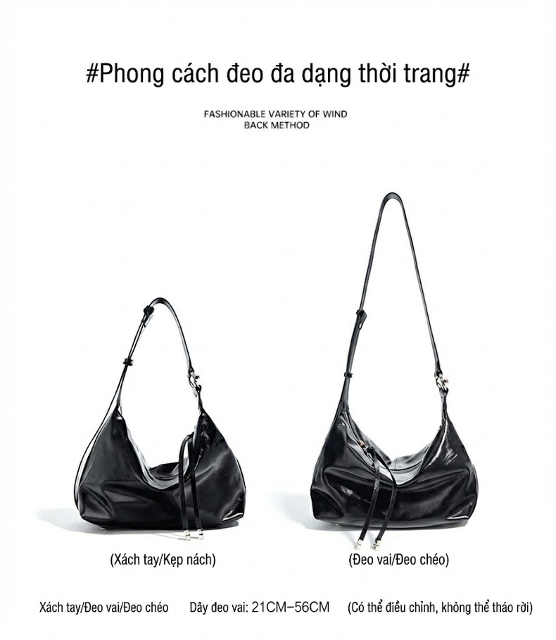 Túi Tote Da Dầu Sáp Retro Thiết Kế Độc Đáo Dung Tích Lớn Đeo Vai Đeo Chéo Phong Cách Cao Cấp Màu Đen chi tiết 9
