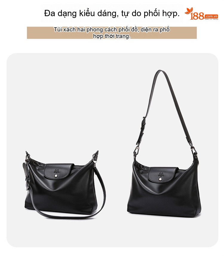 Túi Tote Da Mềm Đeo Vai/Kẹp Nách Công Sở Đựng Vừa A4 Phong Cách Thời Trang Màu Đen, Bạc chi tiết 10