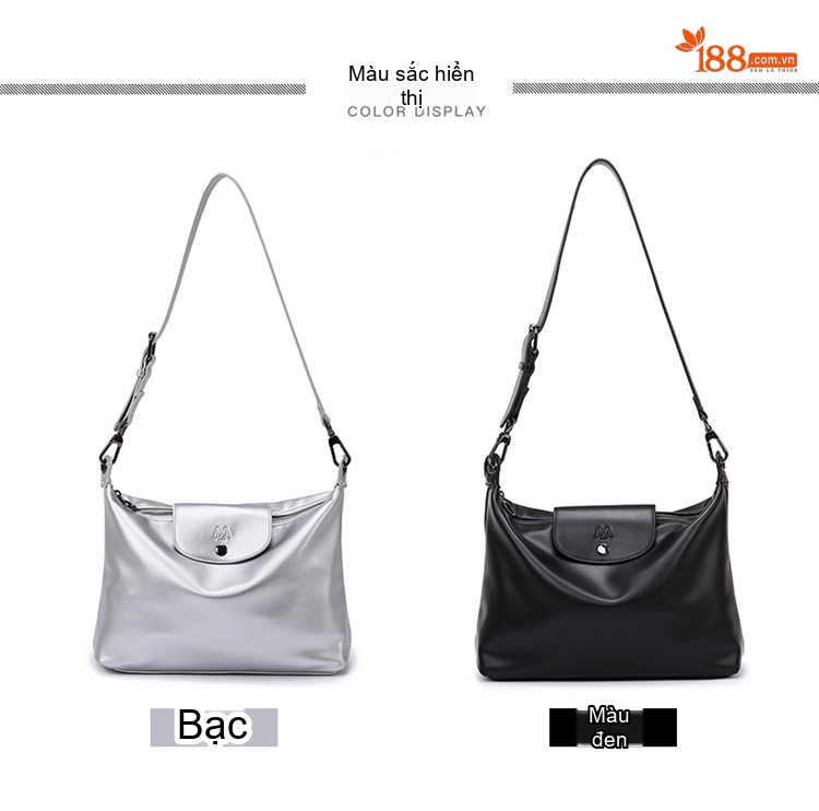 Túi Tote Da Mềm Đeo Vai/Kẹp Nách Công Sở Đựng Vừa A4 Phong Cách Thời Trang Màu Đen, Bạc chi tiết 4