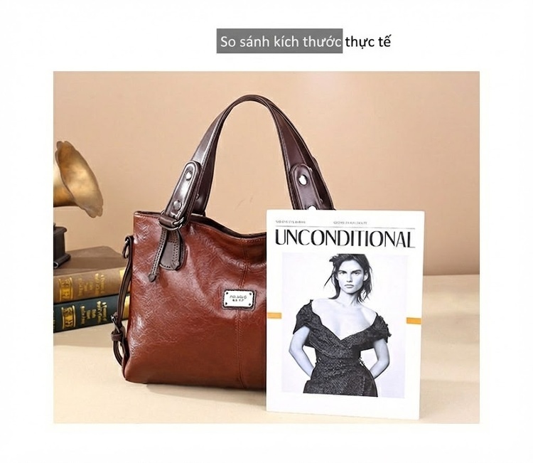 Túi Tote Da Mềm Thời Trang Retro Nữ Đeo Vai, Xách Tay, Đeo Chéo Dung Tích Lớn Màu Nâu, Đỏ, Xanh Lá, Đen... chi tiết 23