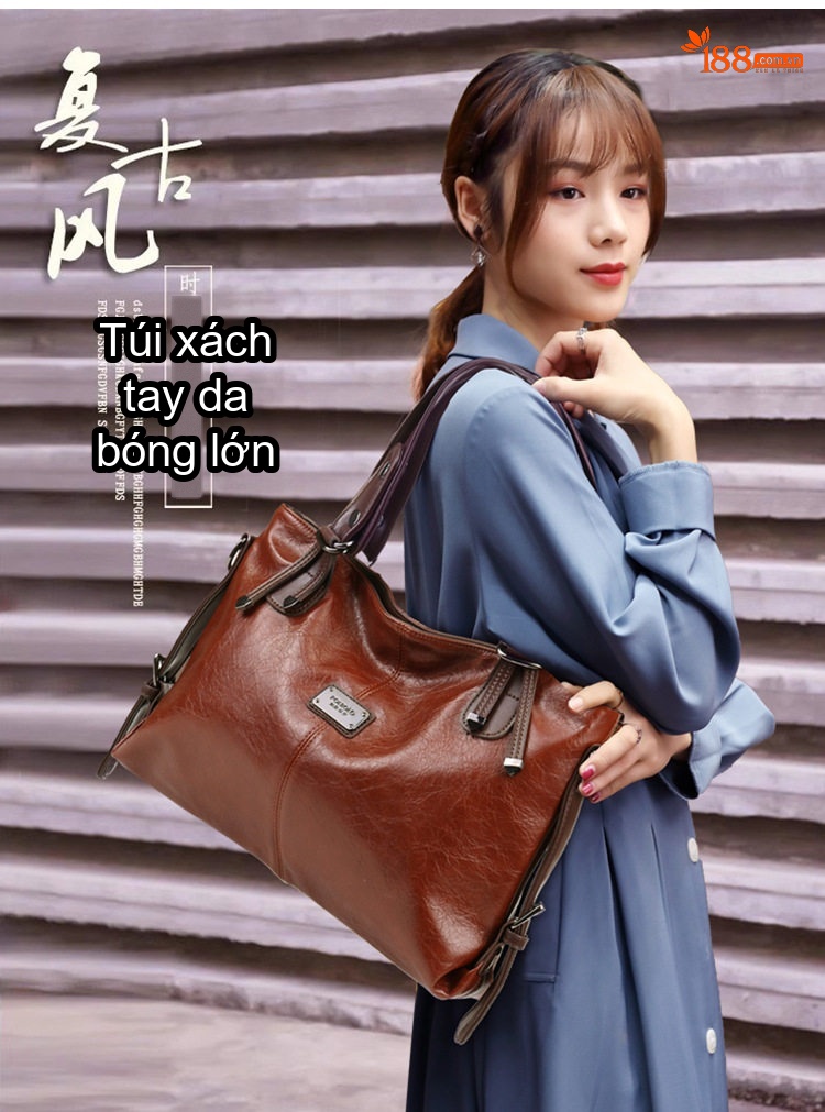 Túi Tote Da Mềm Thời Trang Retro Nữ Đeo Vai, Xách Tay, Đeo Chéo Dung Tích Lớn Màu Nâu, Đỏ, Xanh Lá, Đen... chi tiết 6