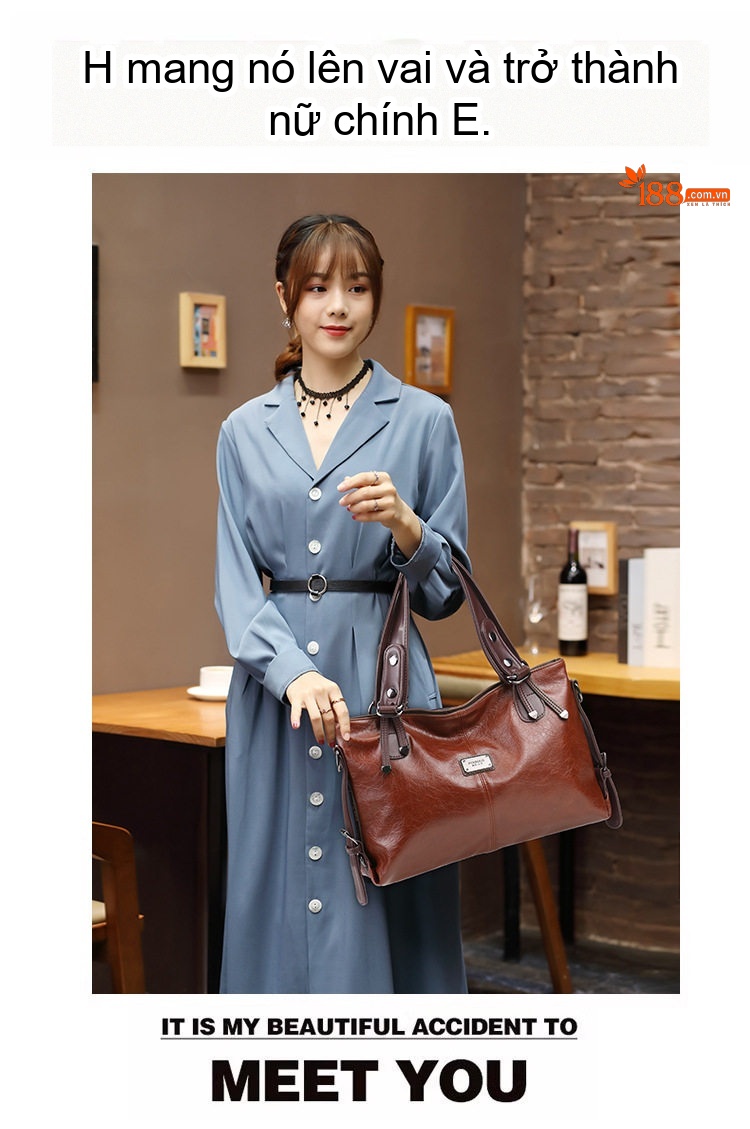 Túi Tote Da Mềm Thời Trang Retro Nữ Đeo Vai, Xách Tay, Đeo Chéo Dung Tích Lớn Màu Nâu, Đỏ, Xanh Lá, Đen... chi tiết 12