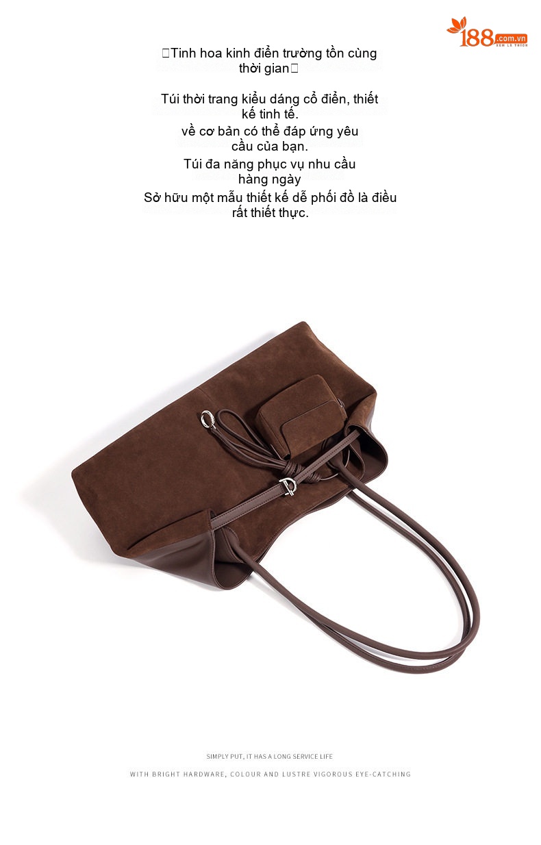 Túi Tote Da Mờ Đeo Vai/Kẹp Nách Sức Chứa Lớn Đi Làm Hàng Ngày Màu Nâu, Đỏ, Be chi tiết 6