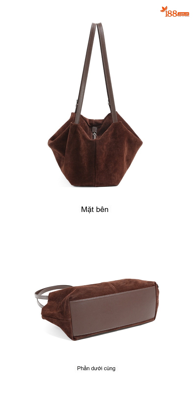 Túi Tote Da Mờ Sức Chứa Lớn Đeo Vai Phong Cách Tiểu Thư Màu Nâu, Nâu Đậm chi tiết 22