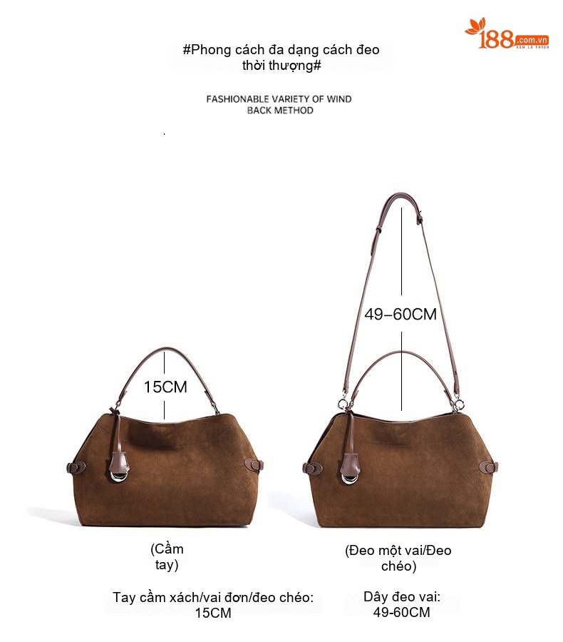 Túi Tote Da Mờ Sức Chứa Lớn Phong Cách Vintage Đeo Vai, Đeo Chéo Màu Đỏ Rượu Vang, Nâu chi tiết 9