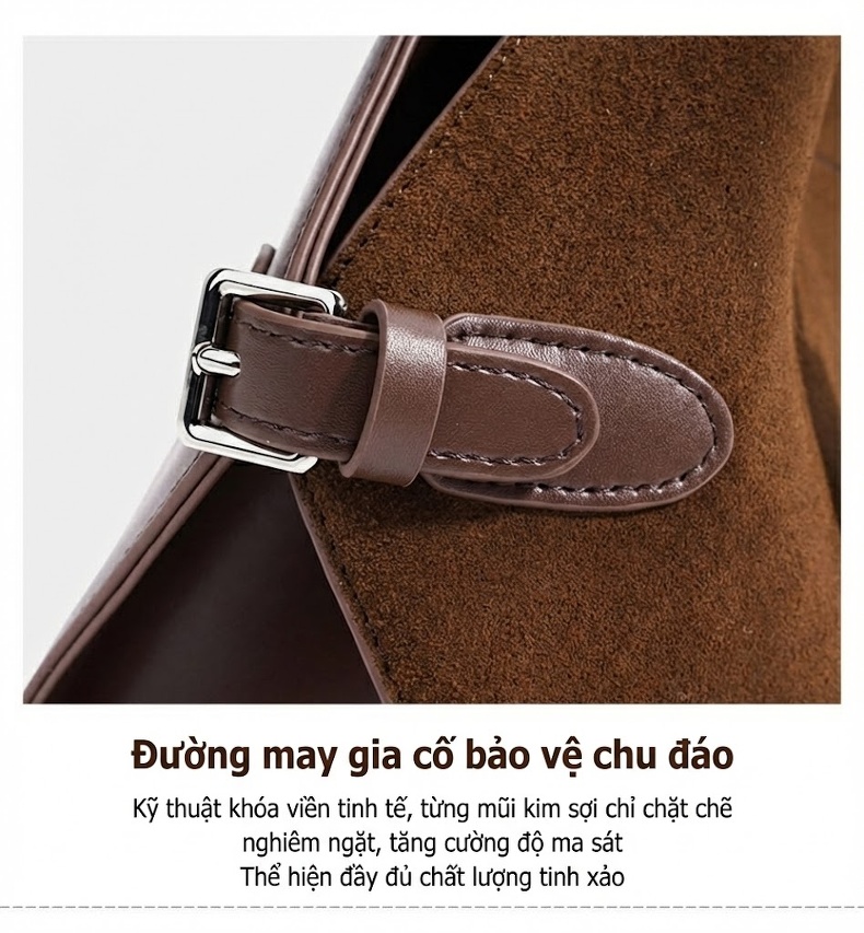 Túi Tote Da Mờ Sức Chứa Lớn Phong Cách Vintage Đeo Vai, Đeo Chéo Màu Đỏ Rượu Vang, Nâu chi tiết 12