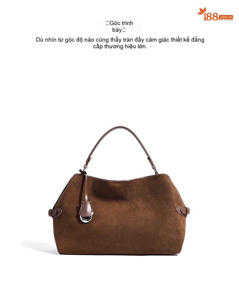 Túi Tote Da Mờ Sức Chứa Lớn Phong Cách Vintage Đeo Vai, Đeo Chéo Màu Đỏ Rượu Vang, Nâu chi tiết 14