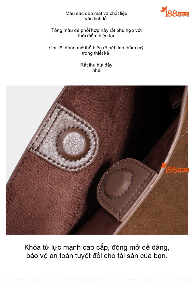 Túi Tote Da Mờ Sức Chứa Lớn Phong Cách Vintage Đeo Vai, Đeo Chéo Màu Đỏ Rượu Vang, Nâu chi tiết 11
