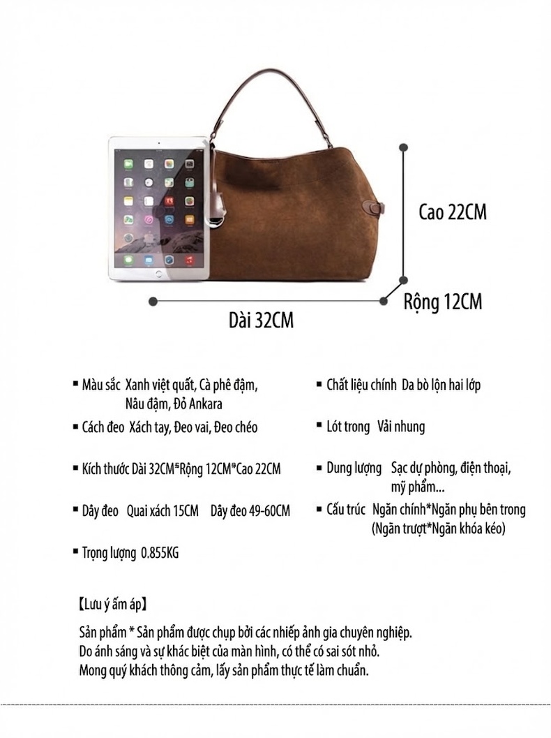 Túi Tote Da Mờ Sức Chứa Lớn Phong Cách Vintage Đeo Vai, Đeo Chéo Màu Đỏ Rượu Vang, Nâu chi tiết 7