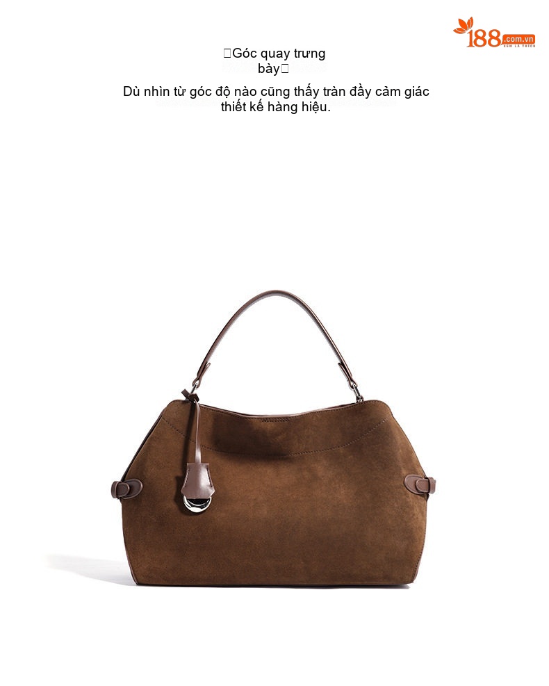 Túi Tote Da Mờ Sức Chứa Lớn Thiết Kế Vintage Đeo Vai, Đeo Chéo Màu Nâu Đỏ chi tiết 14