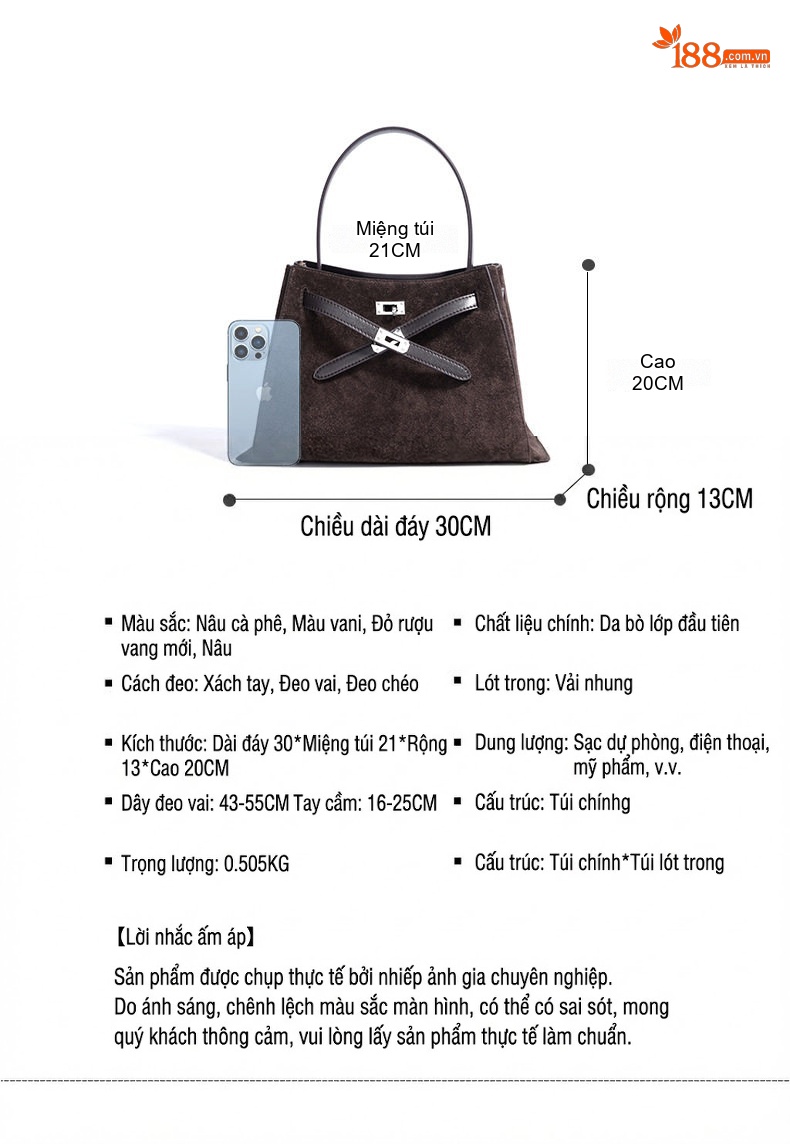 Túi Tote Da Mờ Thiết Kế Tối Giản Đeo Chéo Đựng Đồ Dung Tích Lớn Màu Nâu, Kem chi tiết 29