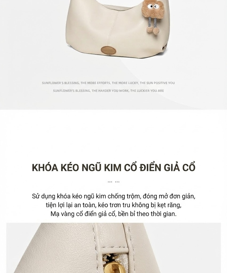 Túi Tote Da Thật Đeo Vai/Chéo Lớn Phong Cách Công Sở Màu Đen chi tiết 10