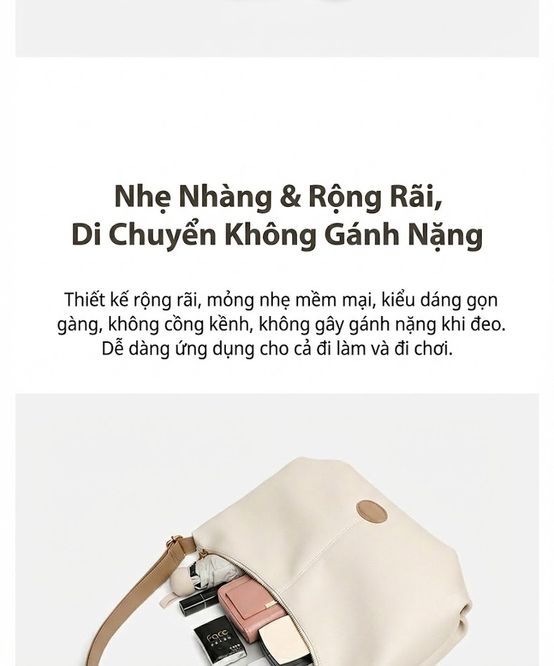 Túi Tote Da Thật Đeo Vai/Chéo Lớn Phong Cách Công Sở Màu Đen chi tiết 13