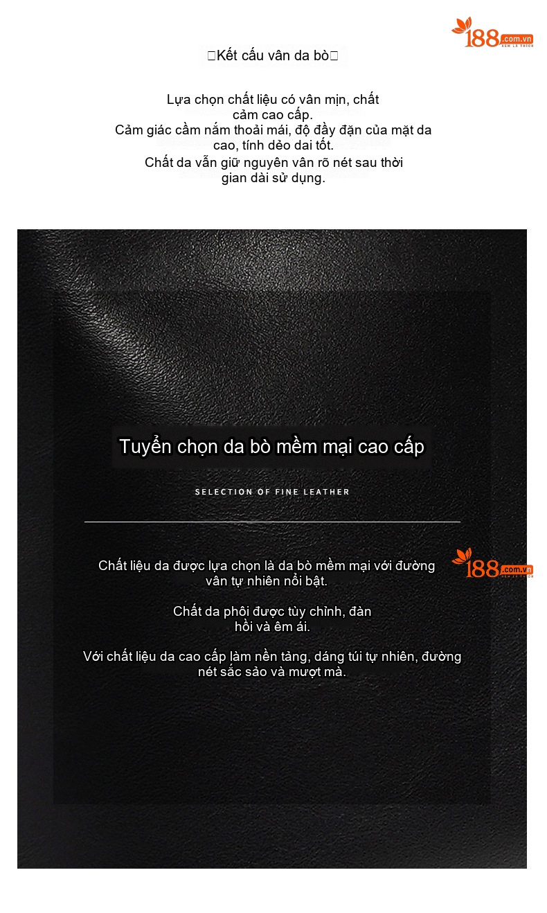 Túi Tote Da Thật Sức Chứa Lớn Đeo Vai, Xách Tay Màu Đen, Trắng chi tiết 7