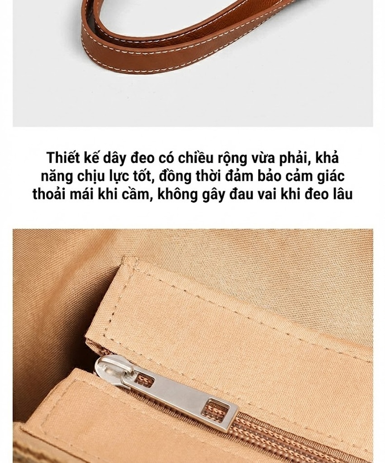 Túi Tote Đan Cói Sức Chứa Lớn Đi Biển, Đi Chợ Màu Nâu, Kem chi tiết 11