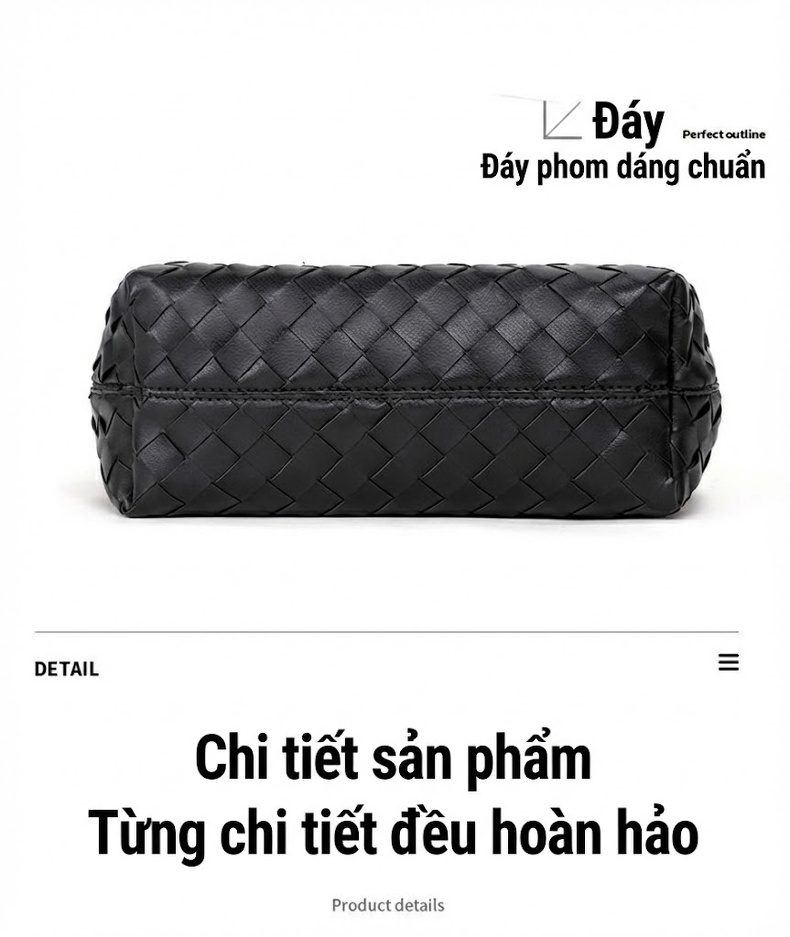 Túi Tote Đan Lát Nữ Da Bò Đựng Vừa A4 Phong Cách 2025 Màu Đen, Trắng chi tiết 17