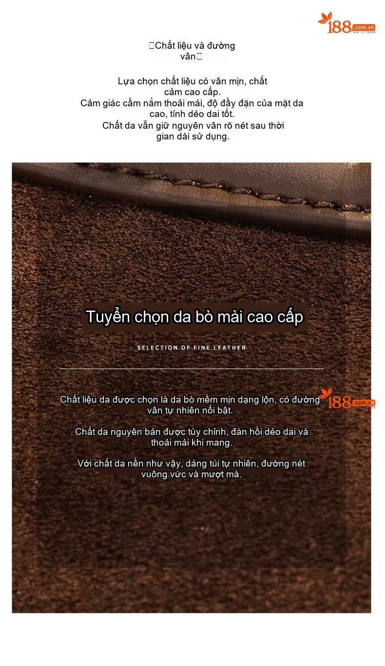 Túi Tote Đeo Chéo Nữ Da Mờ Phong Cách Retro Màu Nâu chi tiết 11