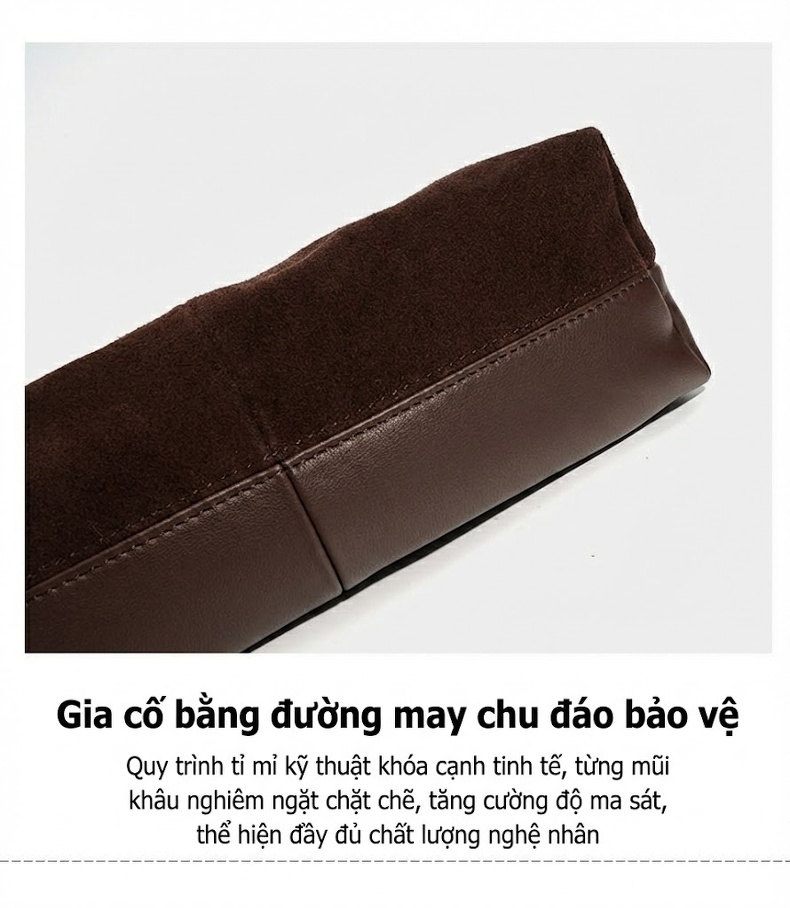 Túi Tote Đeo Vai/Đeo Chéo Lông Cừu Non Dây Xích Phong Cách Tiểu Thư Màu Nâu, Vàng, Xanh Rêu chi tiết 12