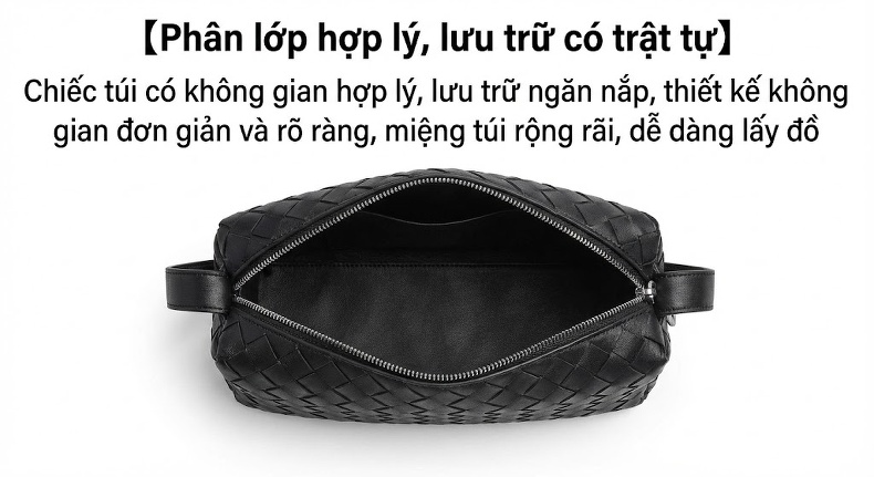 Túi Tote Đeo Vai/Đeo Chéo Nữ Da Bò Dệt Kiểu Dáng Thời Trang Màu Đen, Vàng, Trắng, Xanh... chi tiết 9