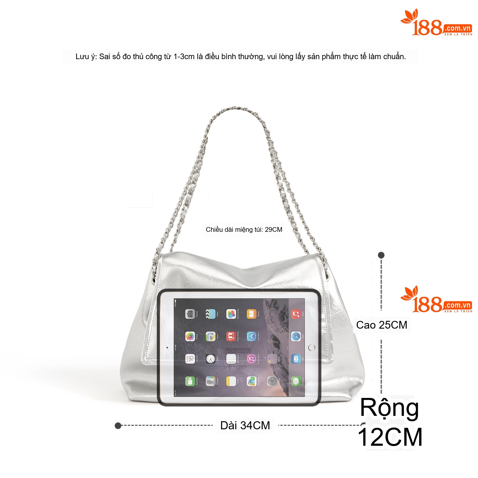 Túi Tote Đeo Vai/Đeo Chéo Nữ Da Bóng Thiết Kế Tiểu Bang Dây Xích