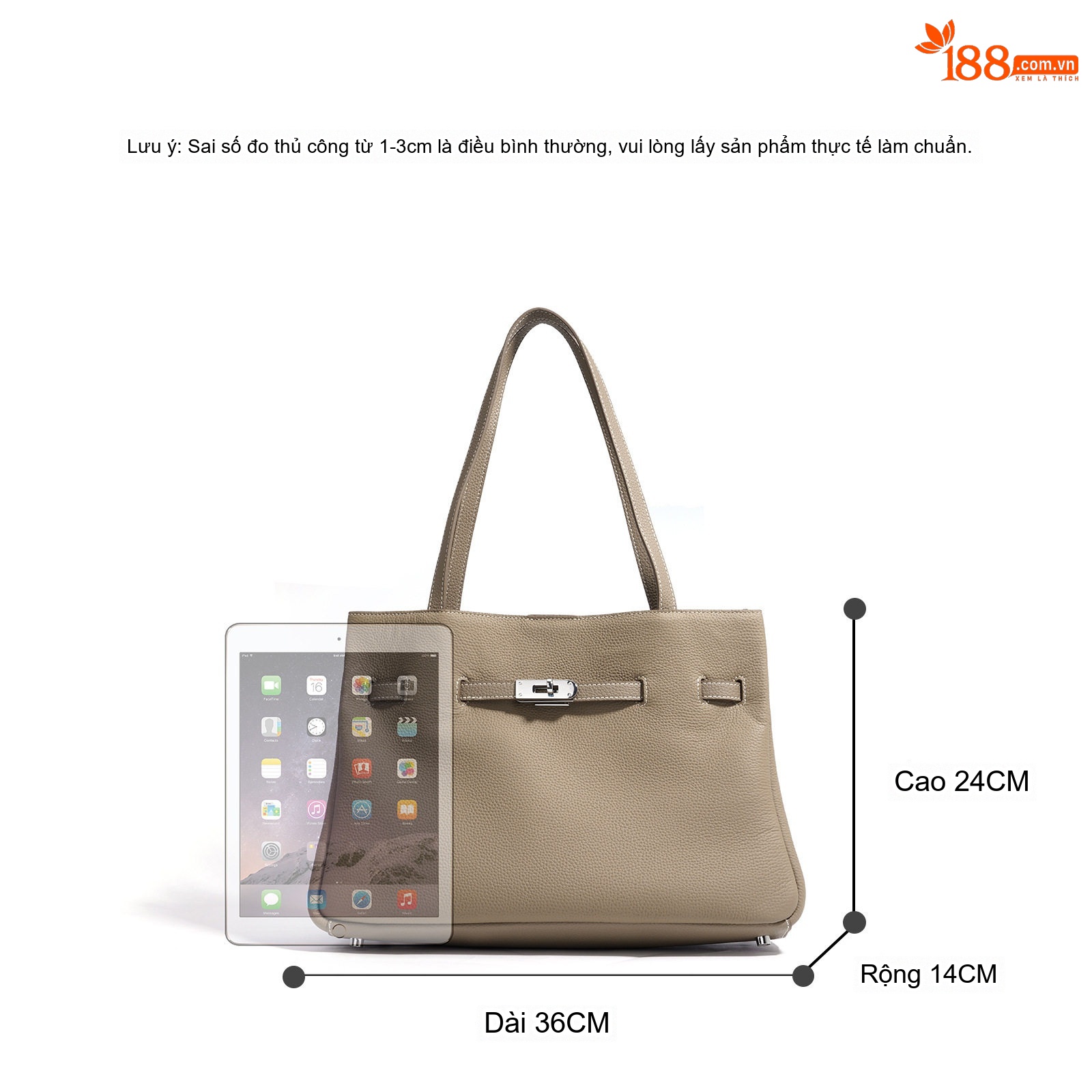 Túi Tote Đeo Vai Nữ Da Bò Lớp Đầu Thiết Kế Tối Giản Sức Chứa Lớn Màu Be, Đen