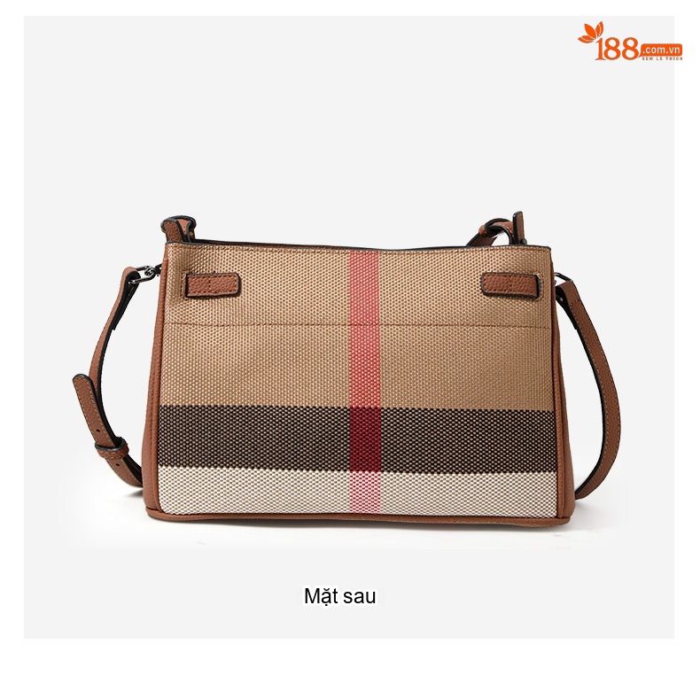 Túi Tote Đeo Vai Vải Canvas Sọc Caro Lớn Sức Chứa Lớn Thời Trang Màu Nâu, Be, Trắng, Đỏ... chi tiết 9