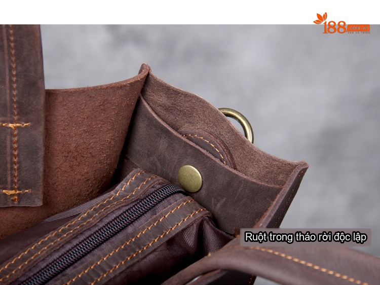 Túi Tote Nam Da Thật Sức Chứa Lớn Đựng Laptop Phong Cách Cổ Điển Màu Nâu chi tiết 21