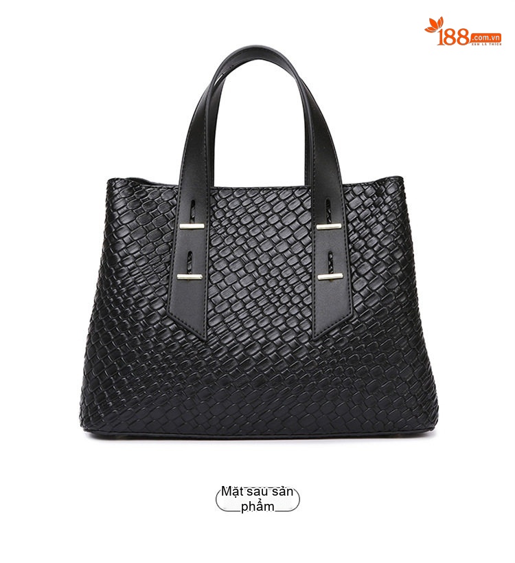 Túi Tote Nữ Bề Mặt Đan Viền Da Công Sở Cao Cấp Màu Đen chi tiết 21