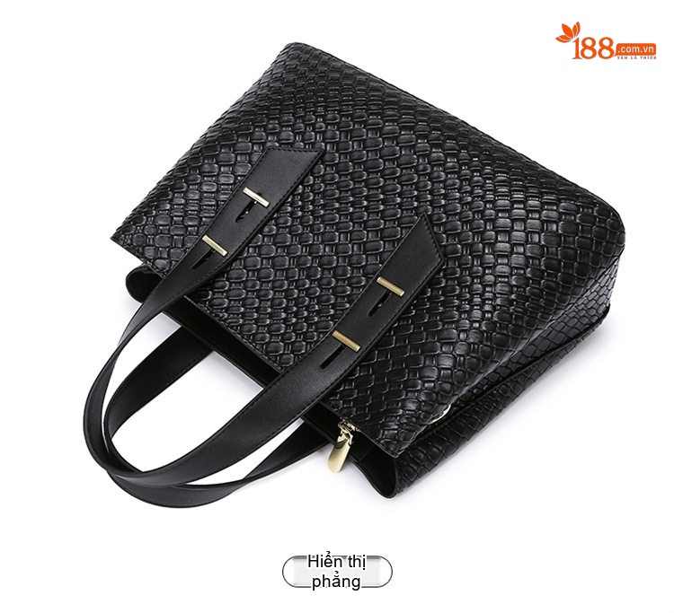 Túi Tote Nữ Bề Mặt Đan Viền Da Công Sở Cao Cấp Màu Đen chi tiết 23