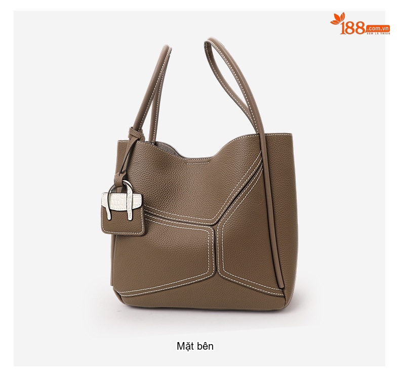 Túi Tote Nữ Da Bò Cao Cấp Phong Cách Công Sở Màu Xám Voi chi tiết 12