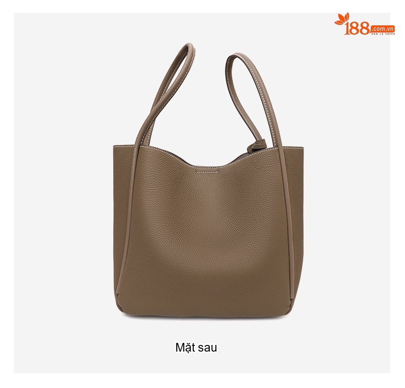 Túi Tote Nữ Da Bò Cao Cấp Phong Cách Công Sở Màu Xám Voi chi tiết 15