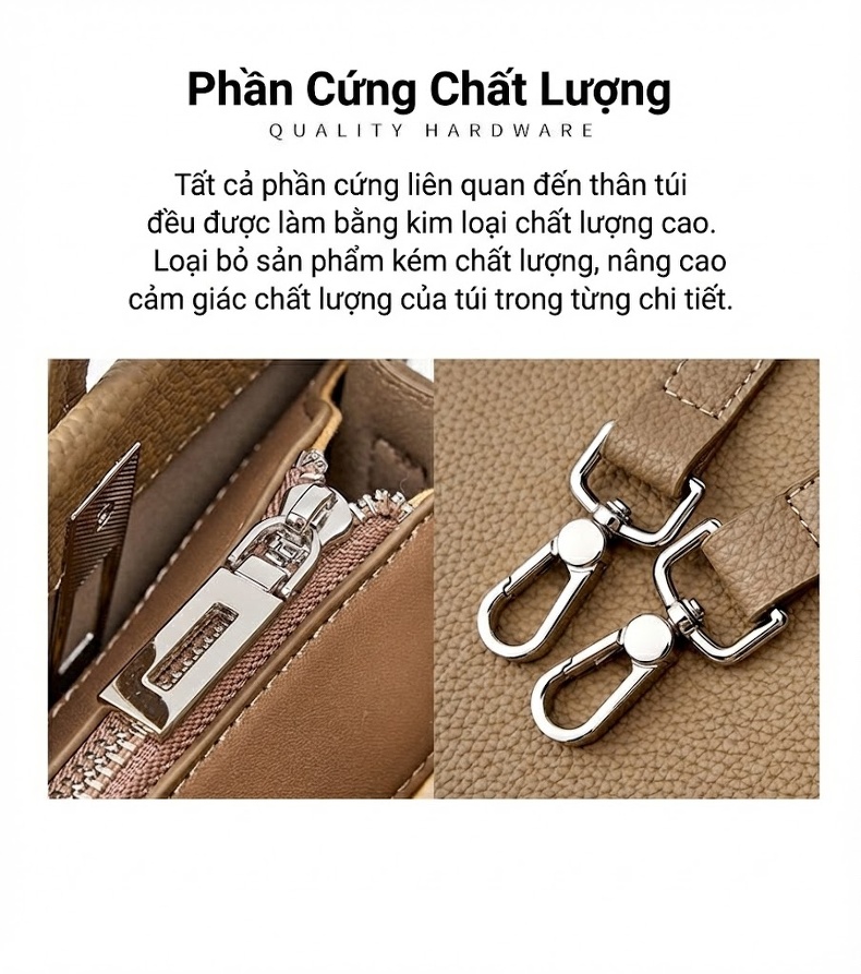 Túi Tote Nữ Da Bò Công Sở Đựng Laptop Khổ Lớn Màu Xám chi tiết 5