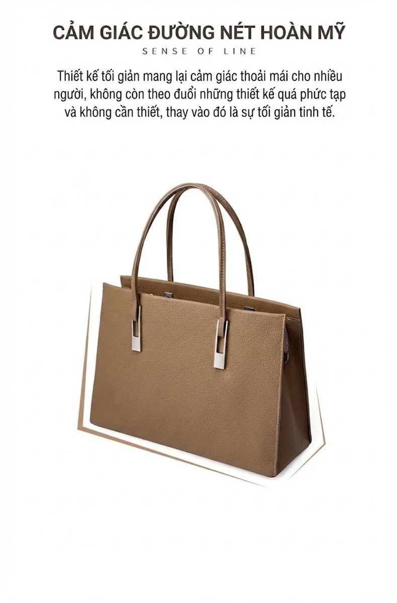 Túi Tote Nữ Da Bò Công Sở Đựng Laptop Khổ Lớn Màu Xám chi tiết 6