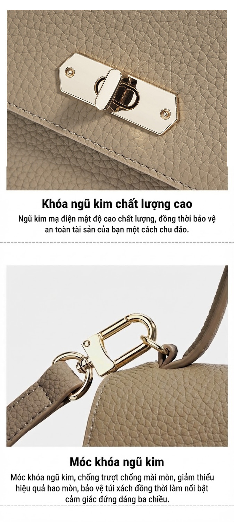 Túi Tote Nữ Da Bò Công Sở Size Lớn Đeo Vai, Đeo Chéo Màu Nâu, Xám chi tiết 11