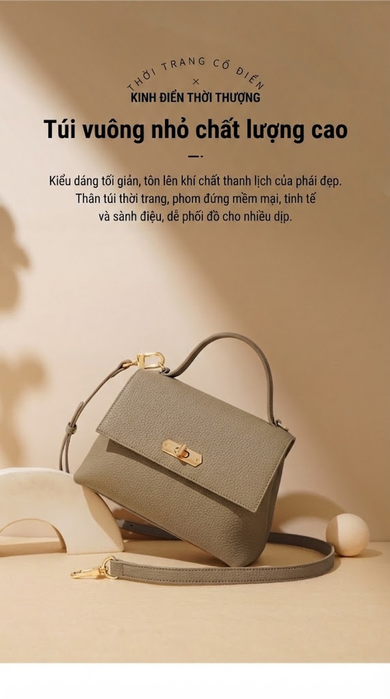 Túi Tote Nữ Da Bò Công Sở Size Lớn Đeo Vai, Đeo Chéo Màu Nâu, Xám chi tiết 1