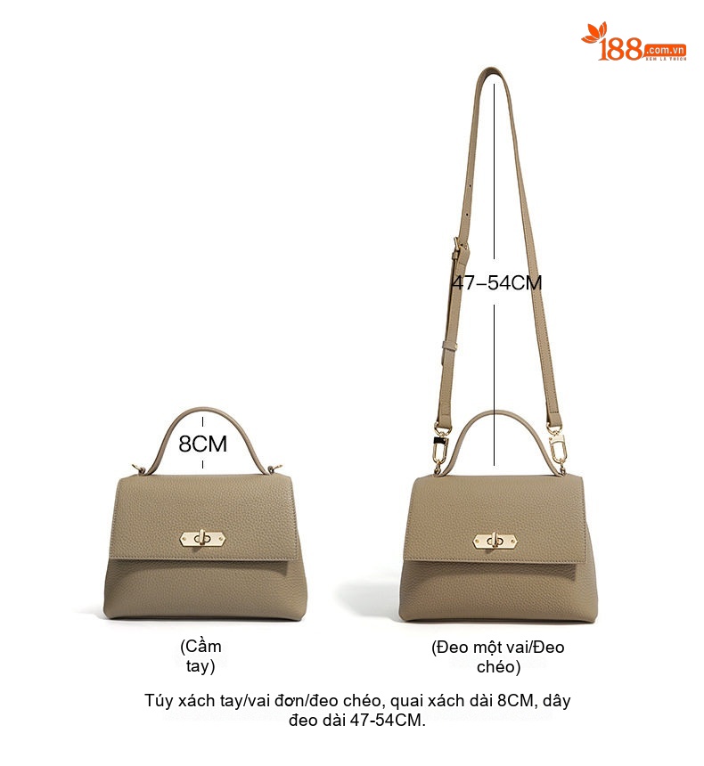 Túi Tote Nữ Da Bò Công Sở Size Lớn Đeo Vai, Đeo Chéo Màu Nâu, Xám chi tiết 9