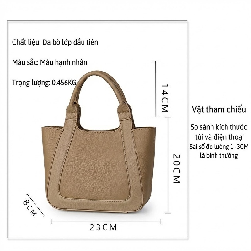 Túi Tote Nữ Da Bò Công Sở Thời Trang Màu Mơ